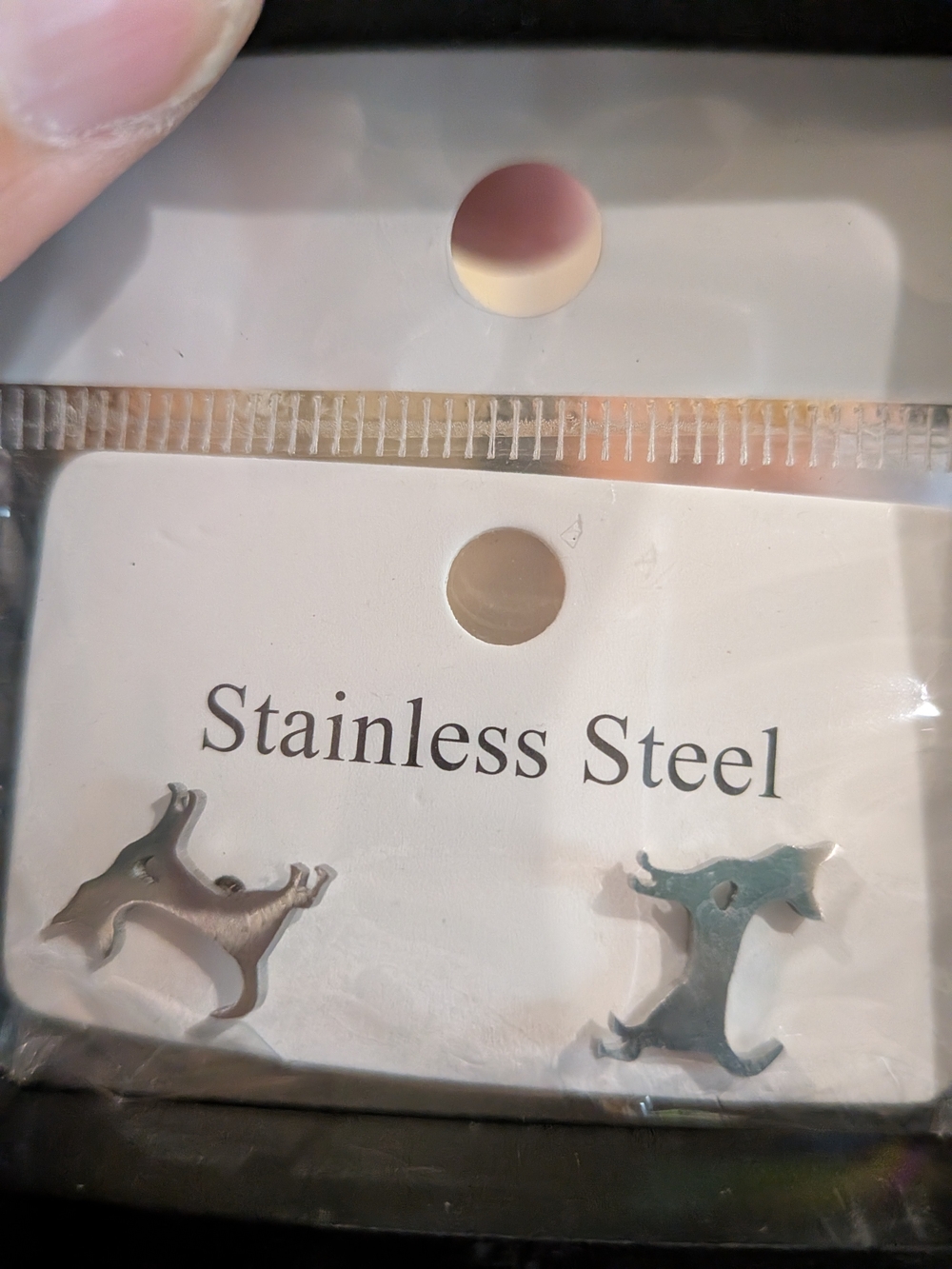 Stainless Steel Small Pets Dog-Shaped Stud Earrings - Silver